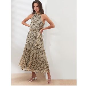 Banana Republic ruffle neck midi dress